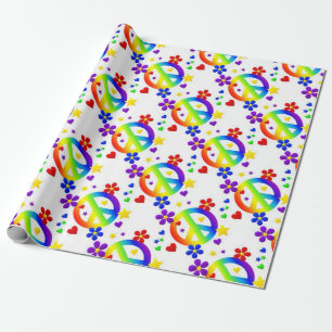 PAPIER CADEAU SYMBOLE HIPPIE TIE DYE AIVE PEACE