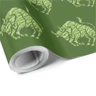 Papier Cadeau Symbole Horoscope Zodiac Motif Étoile verte Tauru