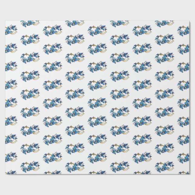 Papier Cadeau Symbole infini de papillons Morpho bleus (Plat)