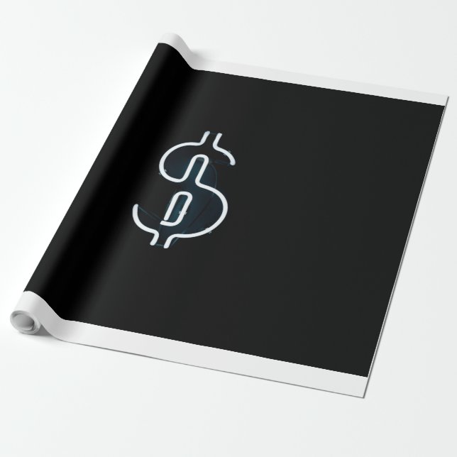 Papier Cadeau Symbole néon dollar (Déroulé)