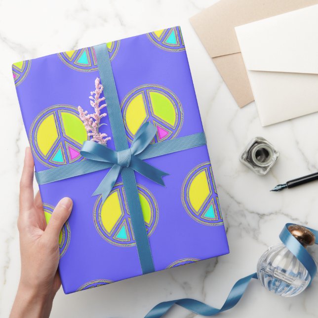 Papier Cadeau Symbole PAIX avec des couleurs remplies (Cadeaux)