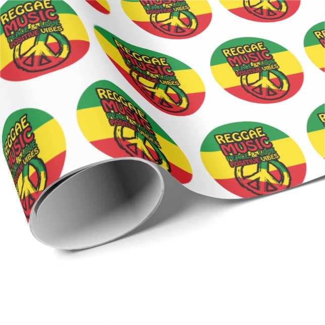 Papier Cadeau Symbole Reggae et Paix avec citations positives (Coin rond)