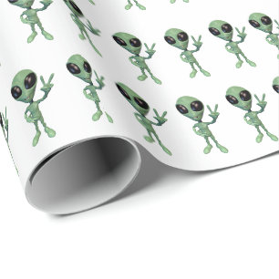 Papier Cadeau SYMBOLE VERT Alien Peace V