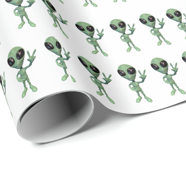 Papier Cadeau SYMBOLE VERT Alien Peace V (Coin rond)