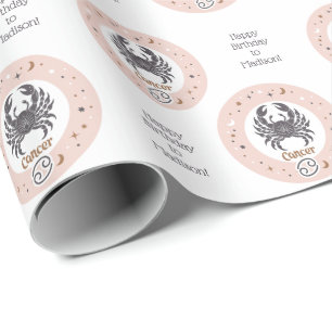 Papier Cadeau Symbole zodiaque personnalisé Cancer