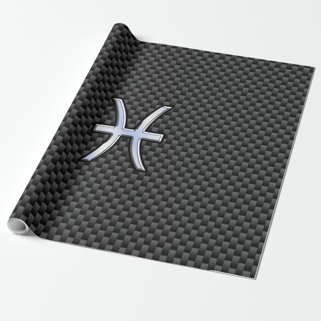 Papier Cadeau Symbole zodiaque Pisces sur l'impression de fibre  (Déroulé)