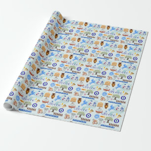 Papier Cadeau Symboles de Grèce pour les amoureux du voyage