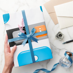 Papier Cadeau Symboles d'information brillants modernes