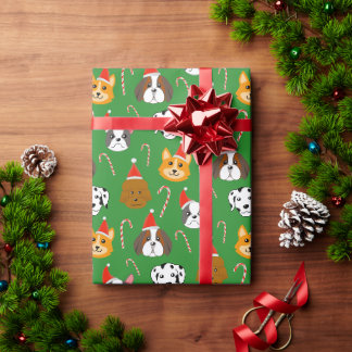 Papier Cadeau Sympa Chien de Noël Motif