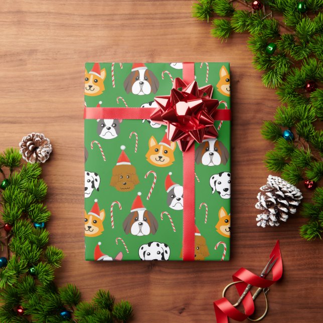 Papier Cadeau Sympa Chien de Noël Motif (Cadeau de vacances)