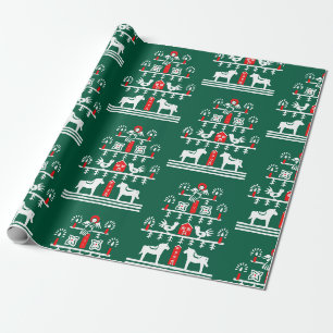 Papier Cadeau Sympa Festif Scandi Green Red Christmas Tree