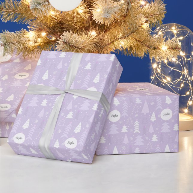 Papier Cadeau Sympa Lilac arbres de Noël Personnalisé (Vacances)