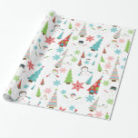 Papier Cadeau Sympa Melting Snowman Funky Christmas Trees<br><div class="desc">Cute Melting Snowman Funky Christmas Trees Motif de vacances sur blanc.  Les sapins ont des couleurs amusantes et des motifs comme des rayures de zigzag pois et chevron.  Les bonhommes de neige fondent.  Un design de vacances d'hiver drôle et mignon.</div>