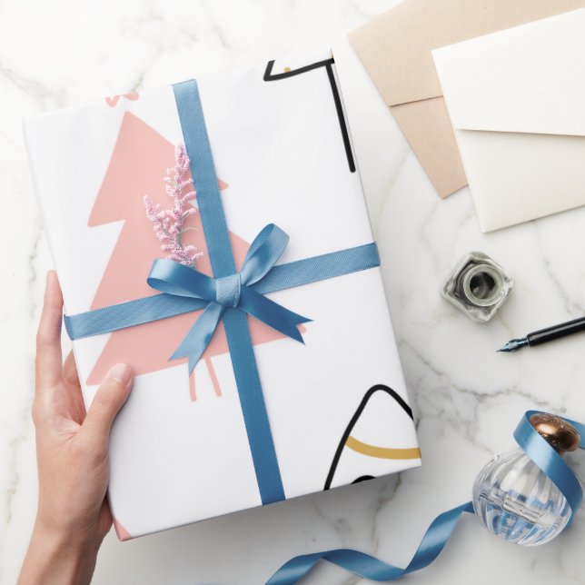 Papier Cadeau Sympa Noël Arbres amusants Rose Gold Girly (Cadeaux)