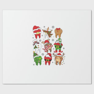 Papier Cadeau Sympathique Noël Dental Tooth Characters Fun Holid