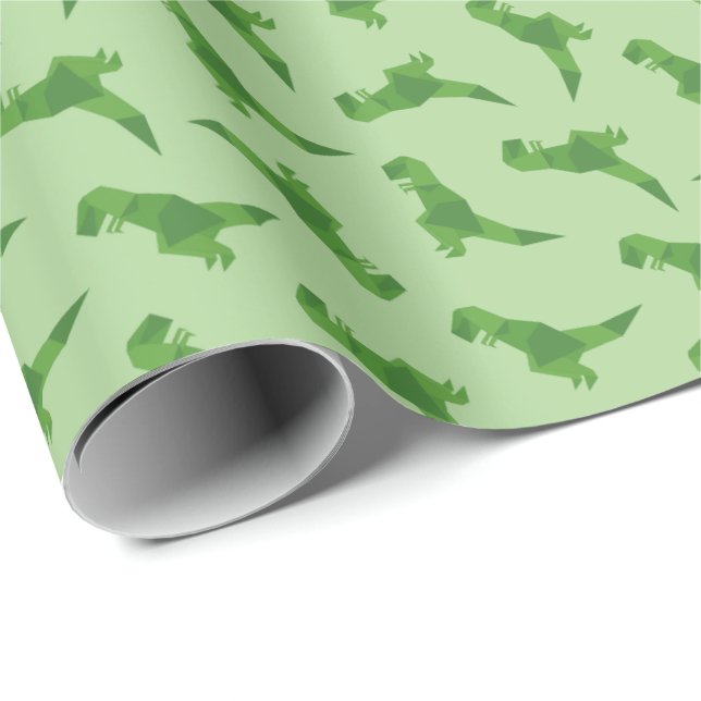 Papier Cadeau T-Rex Origami (Coin rond)