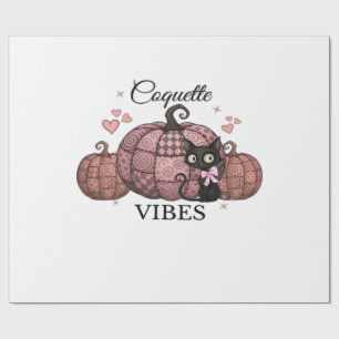Papier Cadeau T-Shirt Classique Chat Citrouille Rose Coquette