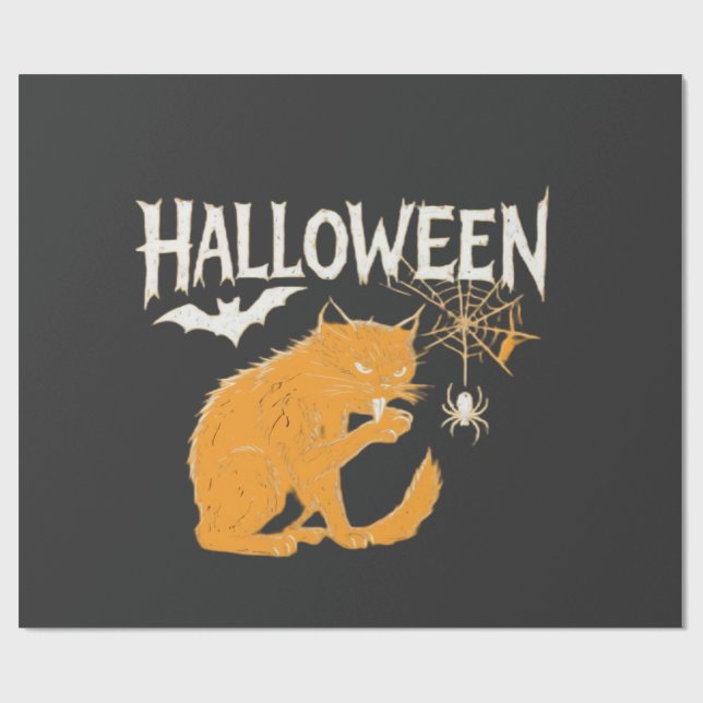 Papier Cadeau T-shirt classique d'Halloween de chat vampire (Plat)