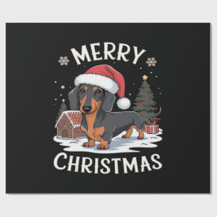 Papier Cadeau T-shirt classique Joyeux Noël teckel