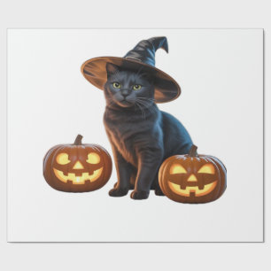 Papier Cadeau T-Shirt Classique Magie Chat Noir Halloween