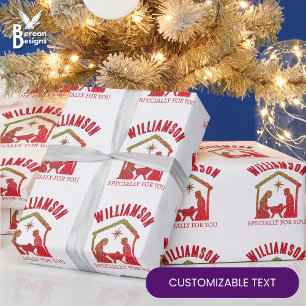 Papier Cadeau T-Shirt de Noël personnalisé de la Nativité chréti
