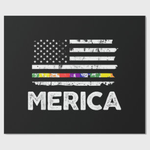 Papier Cadeau T Shirt Drapeau Américain Fierté LGBT - 4 juillet