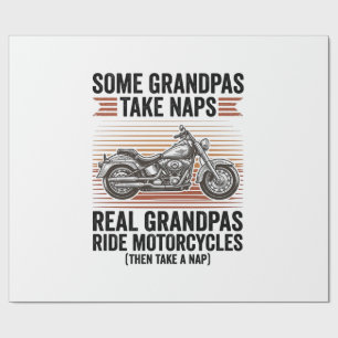 Papier Cadeau T-shirt drôle de grand-père moto gravure vintage