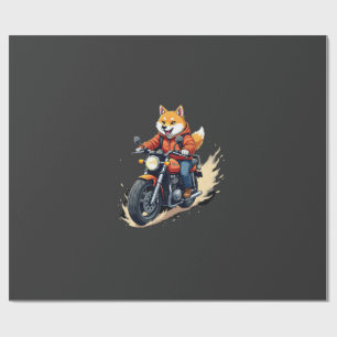 Papier Cadeau T-Shirt Drôle, Shiba Inu, Moto, Chien, Marionnette