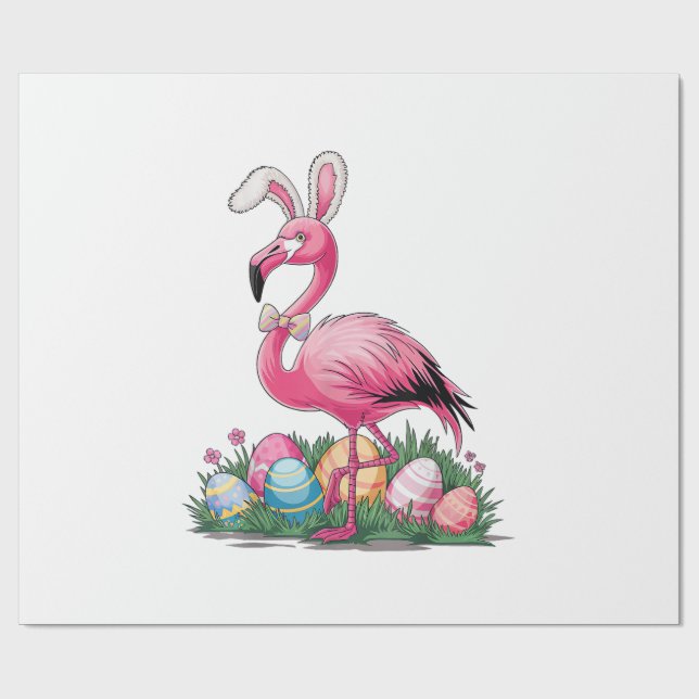 Papier Cadeau T-Shirt Flamant de Pâques (Plat)