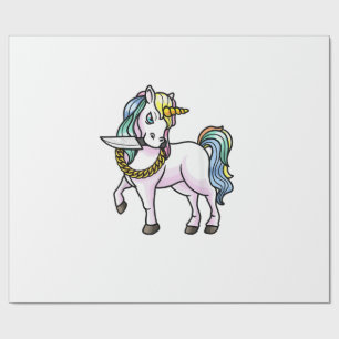 Papier Cadeau T-Shirt Licorne Avec Couteau Filles Femmes