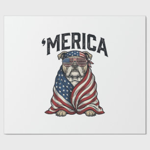 Papier Cadeau T-shirt vectoriel vintage 'Merica Bulldog patrioti
