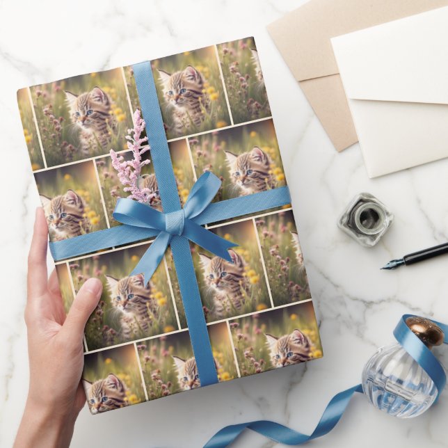 Papier Cadeau Tabby Kitten En Fleur sauvage (Cadeaux)