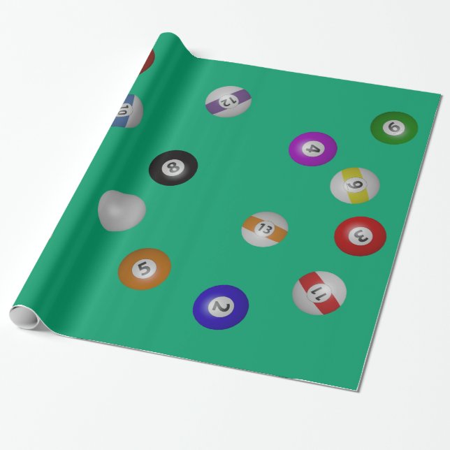 Papier Cadeau Table de billard et boules (Déroulé)
