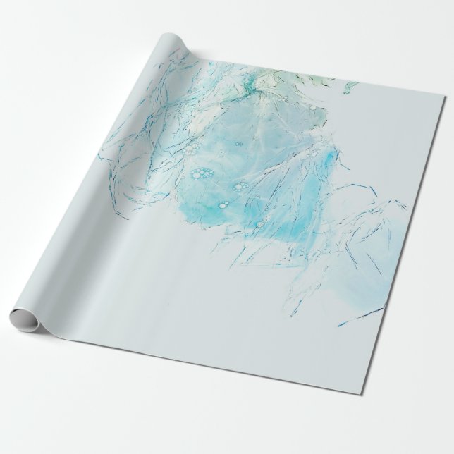 Papier Cadeau Tableau abstrait bleu et blanc (Déroulé)