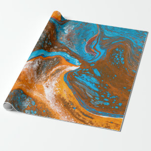 Papier Cadeau Tableau abstrait bleu et marron