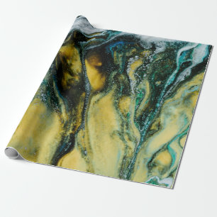 Papier Cadeau Tableau abstrait jaune, blanc et bleu