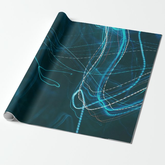 Papier Cadeau Tableau abstrait noir et bleu (Déroulé)