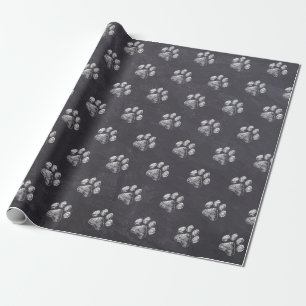 Papier Cadeau Tableau noir - Pawty à chiots - Empreinte de patt