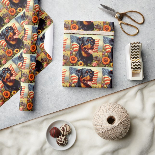 Papier Cadeau Tableau vintage Rottweiler (Artisanat)