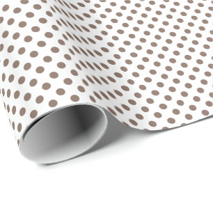Papier Cadeau Taches à pois Marron Taupe sur Blanc