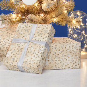 Papier Cadeau Taches de guépard à paillettes fausses champagne
