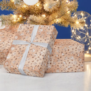 Papier Cadeau Taches de léopard en faux strass Rose Gold