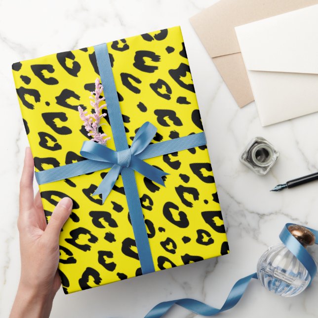Papier Cadeau Taches de léopard noir imprimées de rosettes d'ani (Cadeaux)