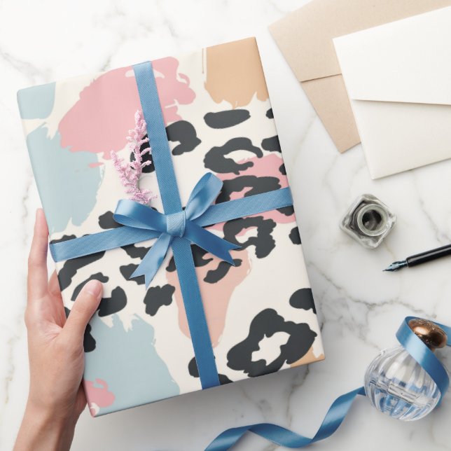 Papier Cadeau Taches de léopard pastel chic (Cadeaux)
