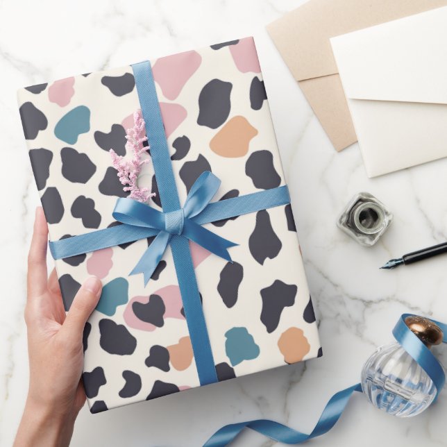 Papier Cadeau Taches de léopard pastel rose blush orange (Cadeaux)