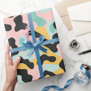 Papier Cadeau Taches de léopard pastel rose gribouillé