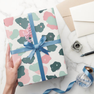 Papier Cadeau Taches de léopard pastel rose menthe