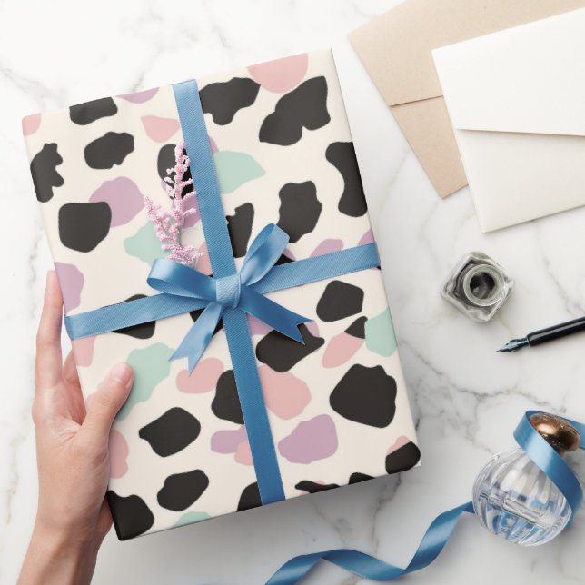 Papier Cadeau Taches de léopard pastel rose moderne (Cadeaux)
