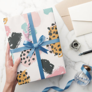 Papier Cadeau Taches de léopard pastel sucré