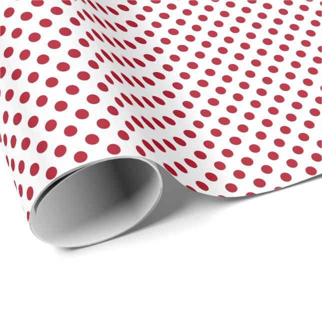 Papier Cadeau Taches rouges à pois sur fond blanc (Coin rond)
